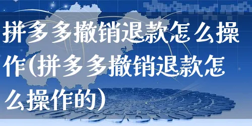 拼多多撤销退款怎么操作(拼多多撤销退款怎么操作的)_https://www.dczgxj.com_拼多多_第1张